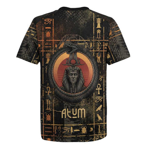Atum Ancient Egyptian Rugby Jersey with Dark Hieroglyph Grid, Ouroboros Serpent Ring and The Final Serpent - African Pride