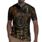 Atum Ancient Egyptian Rugby Jersey with Dark Hieroglyph Grid, Ouroboros Serpent Ring and The Final Serpent - African Pride