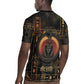 Atum Ancient Egyptian Rugby Jersey with Dark Hieroglyph Grid, Ouroboros Serpent Ring and The Final Serpent - African Pride