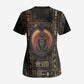 Atum Ancient Egyptian Scrub Top with Dark Hieroglyph Grid, Ouroboros Serpent Ring and The Final Serpent - African Pride