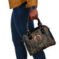 Atum Ancient Egyptian Shoulder Handbag with Dark Hieroglyph Grid, Ouroboros Serpent Ring and The Final Serpent - African Pride