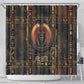 Atum Ancient Egyptian Shower Curtain with Dark Hieroglyph Grid, Ouroboros Serpent Ring and The Final Serpent - African Pride