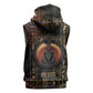Atum Ancient Egyptian Sleeveless Hoodie with Dark Hieroglyph Grid, Ouroboros Serpent Ring and The Final Serpent - African Pride
