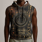 Atum Ancient Egyptian Sleeveless Hoodie with Dark Hieroglyph Grid, Ouroboros Serpent Ring and The Final Serpent - African Pride