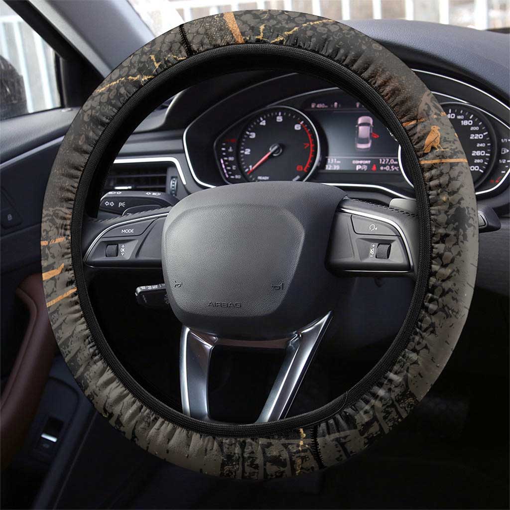 Atum Ancient Egyptian Steering Wheel Cover with Dark Hieroglyph Grid, Ouroboros Serpent Ring and The Final Serpent - African Pride