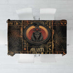 Atum Ancient Egyptian Tablecloth with Dark Hieroglyph Grid, Ouroboros Serpent Ring and The Final Serpent - African Pride