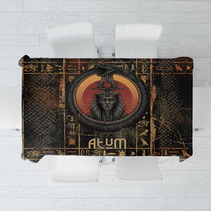 Atum Ancient Egyptian Tablecloth with Dark Hieroglyph Grid, Ouroboros Serpent Ring and The Final Serpent - African Pride