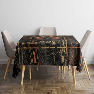 Atum Ancient Egyptian Tablecloth with Dark Hieroglyph Grid, Ouroboros Serpent Ring and The Final Serpent - African Pride