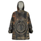 Atum Ancient Egyptian Wearable Blanket Hoodie with Dark Hieroglyph Grid, Ouroboros Serpent Ring and The Final Serpent - African Pride