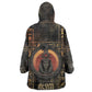 Atum Ancient Egyptian Wearable Blanket Hoodie with Dark Hieroglyph Grid, Ouroboros Serpent Ring and The Final Serpent - African Pride