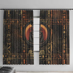 Atum Ancient Egyptian Window Curtain with Dark Hieroglyph Grid, Ouroboros Serpent Ring and The Final Serpent - African Pride
