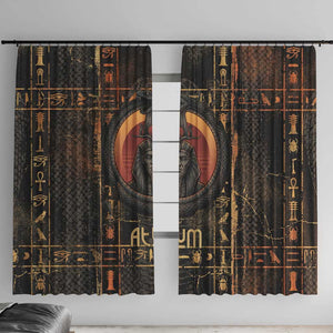 Atum Ancient Egyptian Window Curtain with Dark Hieroglyph Grid, Ouroboros Serpent Ring and The Final Serpent - African Pride