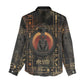 Atum Ancient Egyptian Women Casual Shirt with Dark Hieroglyph Grid, Ouroboros Serpent Ring and The Final Serpent - African Pride