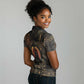 Atum Ancient Egyptian Women Polo Shirt with Dark Hieroglyph Grid, Ouroboros Serpent Ring and The Final Serpent - African Pride