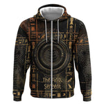 Atum Ancient Egyptian Zip Hoodie with Dark Hieroglyph Grid, Ouroboros Serpent Ring and The Final Serpent - African Pride