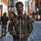 Atum Ancient Egyptian Zip Hoodie with Dark Hieroglyph Grid, Ouroboros Serpent Ring and The Final Serpent - African Pride