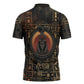 Atum Ancient Egyptian Zipper Polo Shirt with Dark Hieroglyph Grid, Ouroboros Serpent Ring and The Final Serpent - African Pride