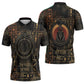 Atum Ancient Egyptian Zipper Polo Shirt with Dark Hieroglyph Grid, Ouroboros Serpent Ring and The Final Serpent - African Pride