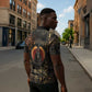Atum Ancient Egyptian Zipper Polo Shirt with Dark Hieroglyph Grid, Ouroboros Serpent Ring and The Final Serpent - African Pride