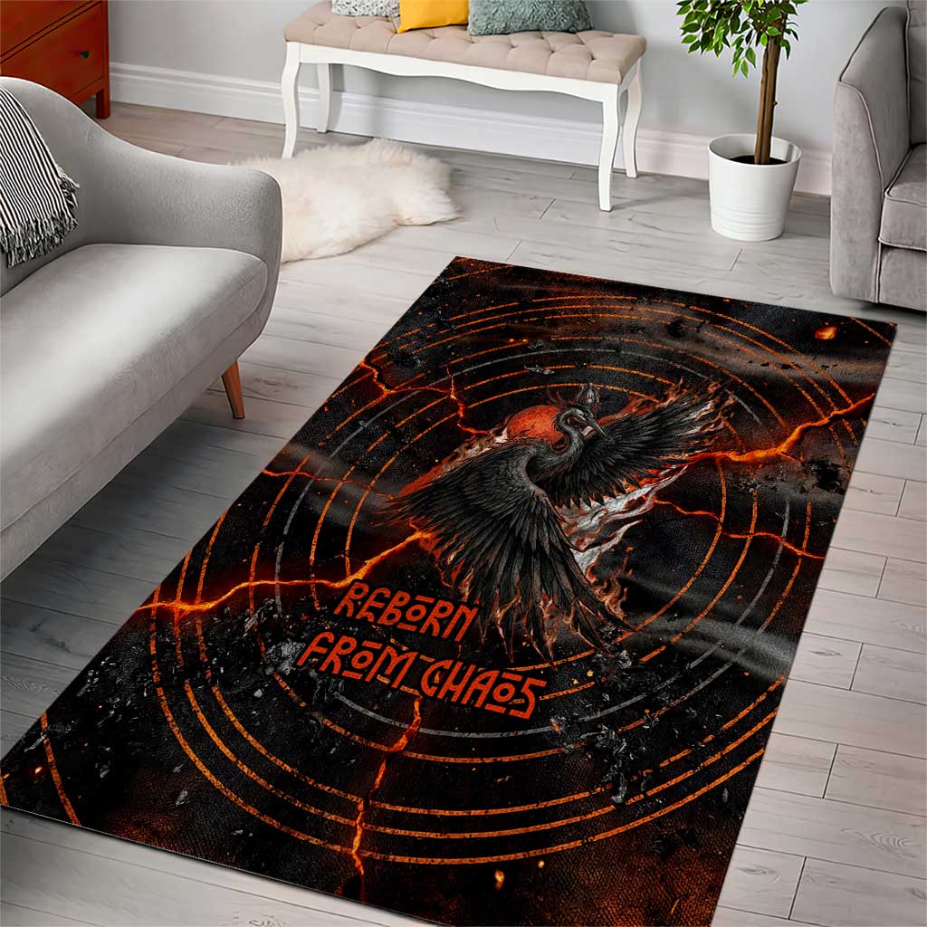 Bennu Area Rug Ancient Egyptian Lava Crack Texture, Phoenix Firebird and Reborn from Chaos - African Pride