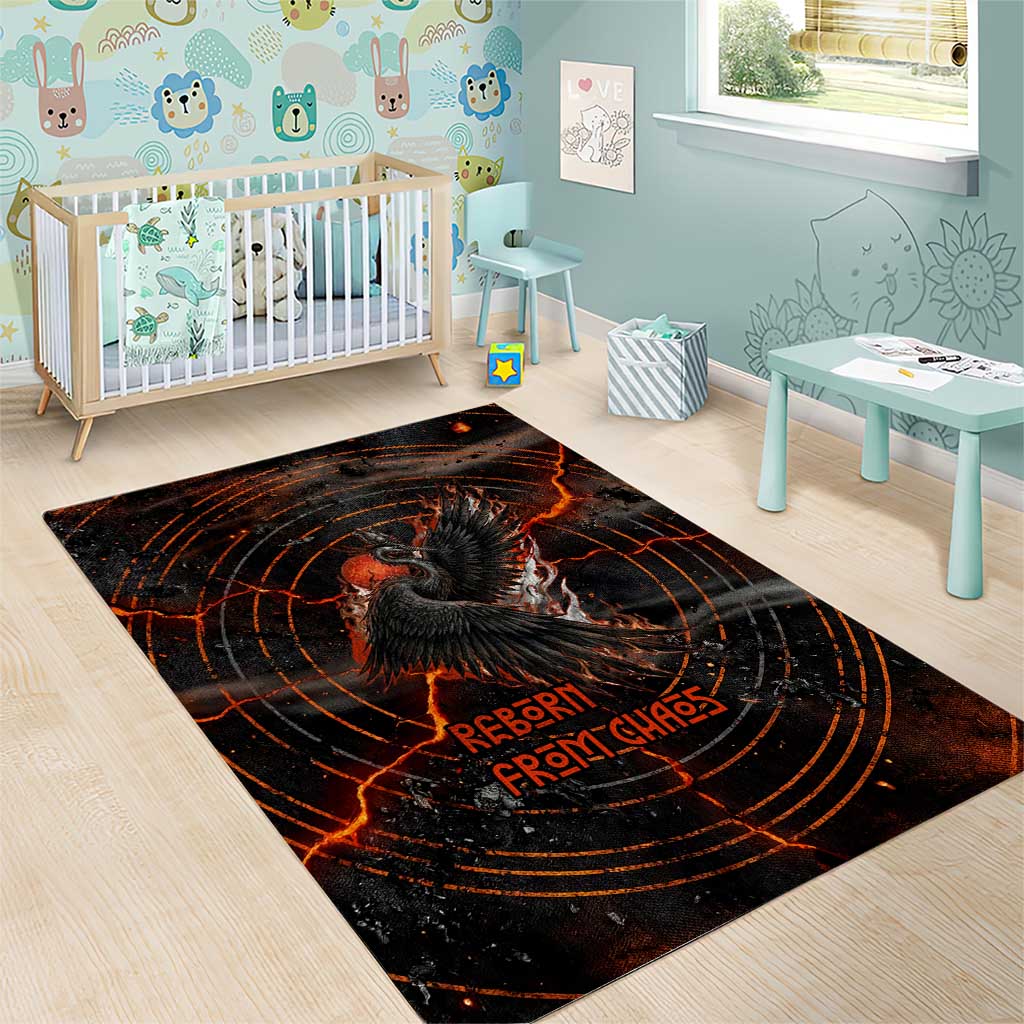 Bennu Area Rug Ancient Egyptian Lava Crack Texture, Phoenix Firebird and Reborn from Chaos - African Pride