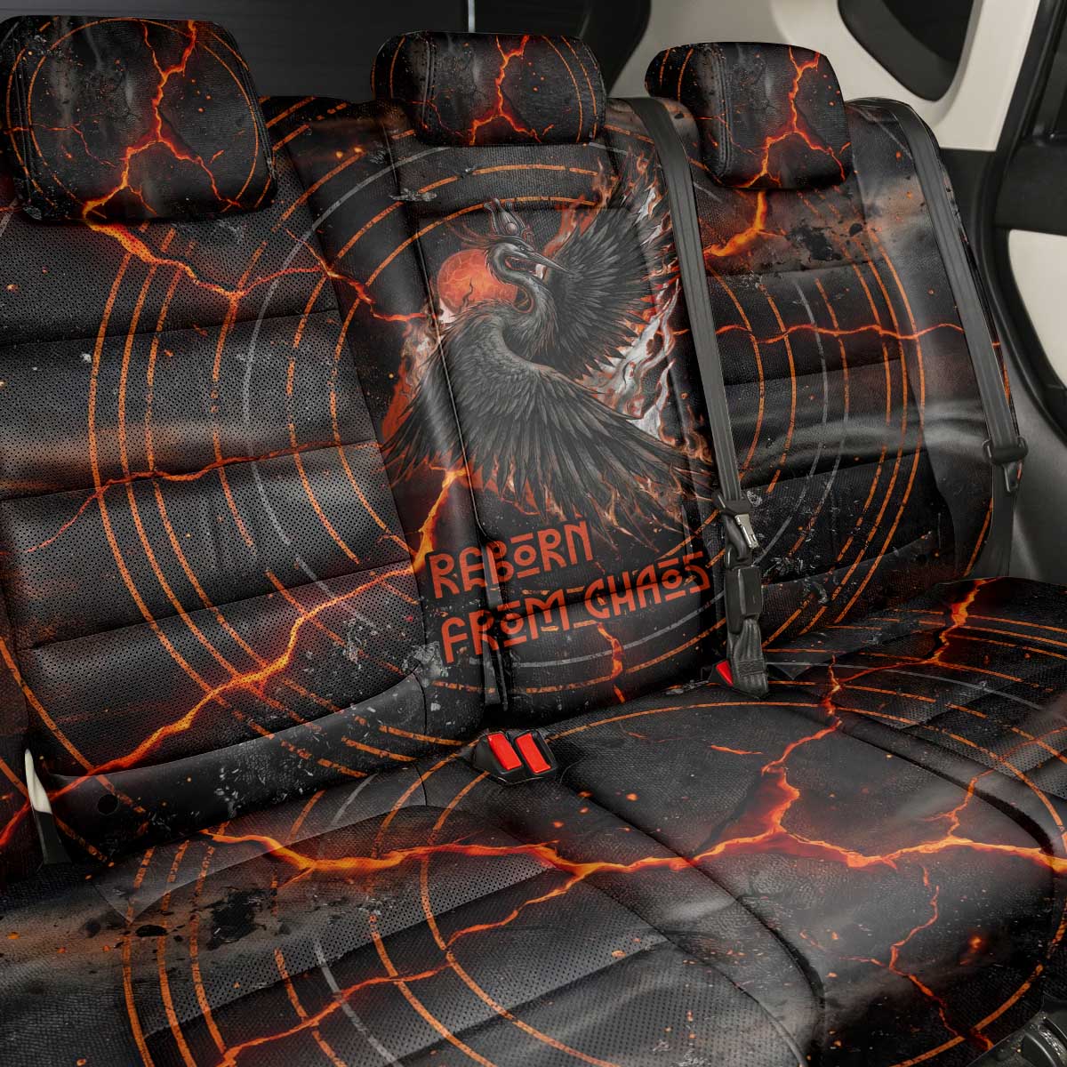 Bennu Back Car Seat Cover Ancient Egyptian Lava Crack Texture, Phoenix Firebird and Reborn from Chaos - African Pride
