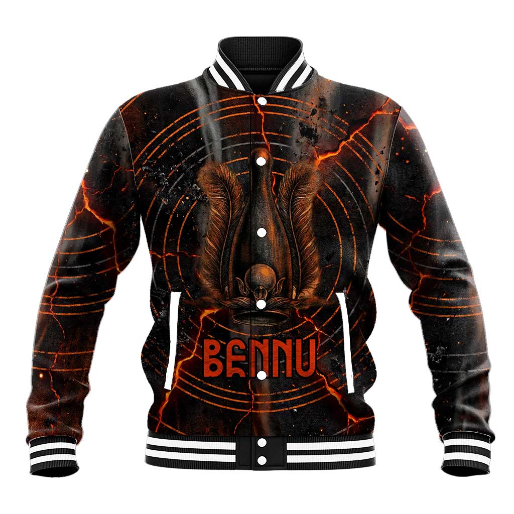 Bennu Baseball Jacket Ancient Egyptian Lava Crack Texture, Phoenix Firebird and Reborn from Chaos - African Pride
