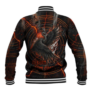 Bennu Baseball Jacket Ancient Egyptian Lava Crack Texture, Phoenix Firebird and Reborn from Chaos - African Pride