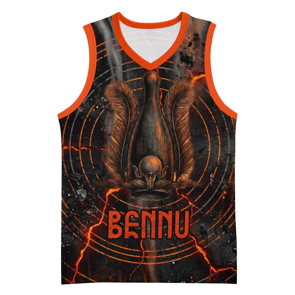 Bennu Basketball Jersey Ancient Egyptian Lava Crack Texture, Phoenix Firebird and Reborn from Chaos - African Pride