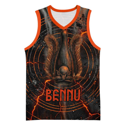 Bennu Basketball Jersey Ancient Egyptian Lava Crack Texture, Phoenix Firebird and Reborn from Chaos - African Pride
