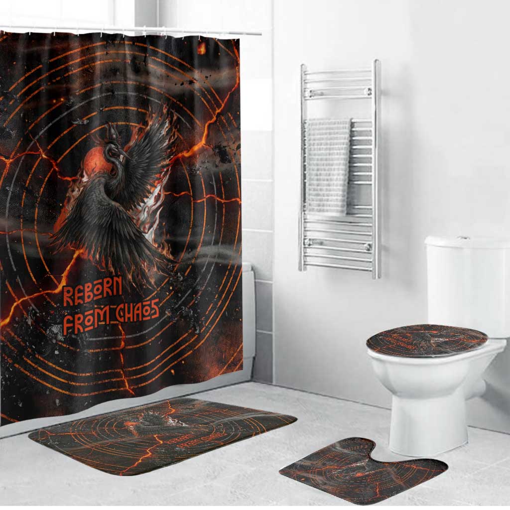 Bennu Bathroom Set Ancient Egyptian Lava Crack Texture, Phoenix Firebird and Reborn from Chaos - African Pride