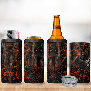 Bennu 4 in 1 Can Cooler Tumbler Ancient Egyptian Lava Crack Texture, Phoenix Firebird and Reborn from Chaos - African Pride