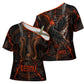 Bennu Cross Shoulder Shirt Ancient Egyptian Lava Crack Texture, Phoenix Firebird and Reborn from Chaos - African Pride