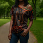 Bennu Cross Shoulder Shirt Ancient Egyptian Lava Crack Texture, Phoenix Firebird and Reborn from Chaos - African Pride