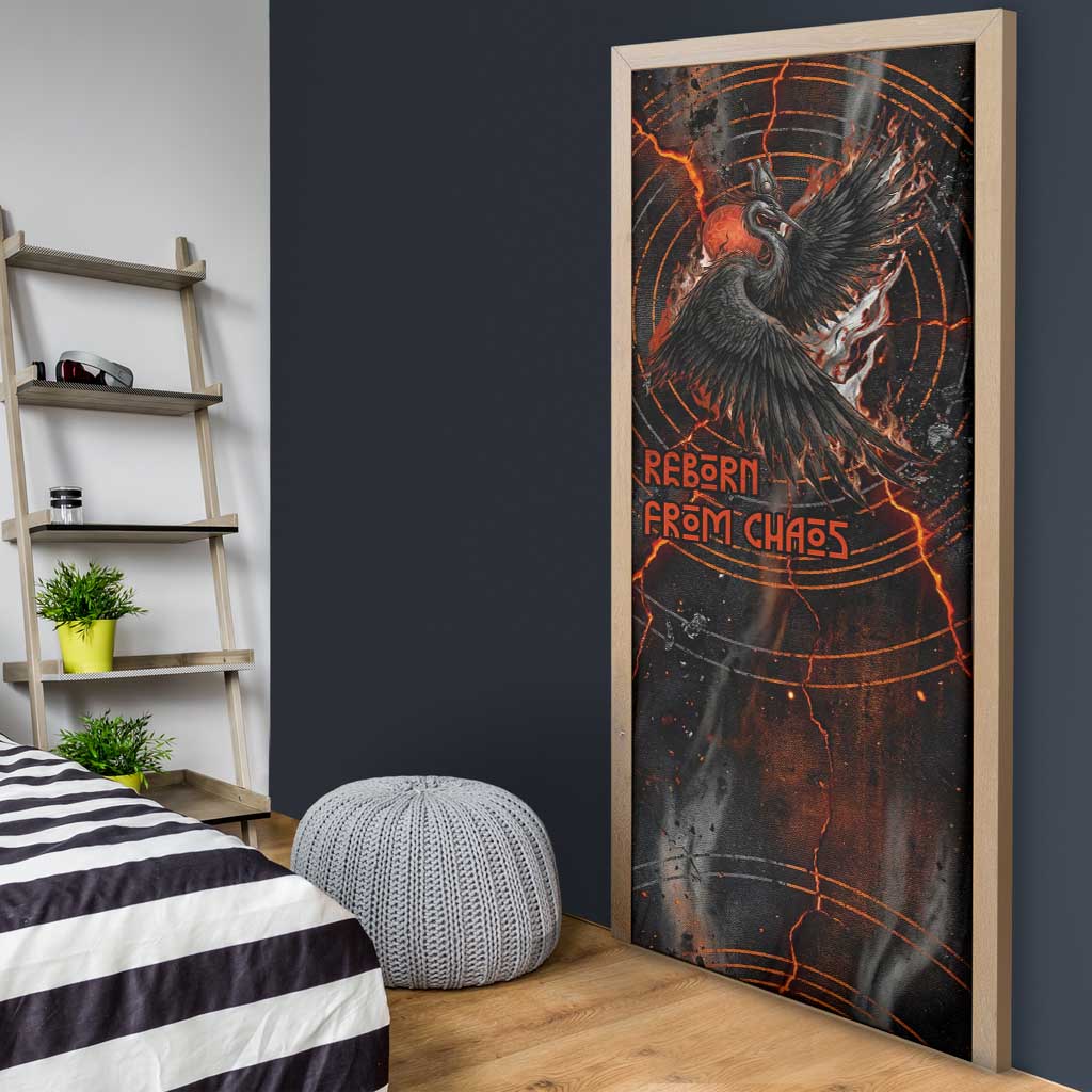 Bennu Door Cover Ancient Egyptian Lava Crack Texture, Phoenix Firebird and Reborn from Chaos - African Pride