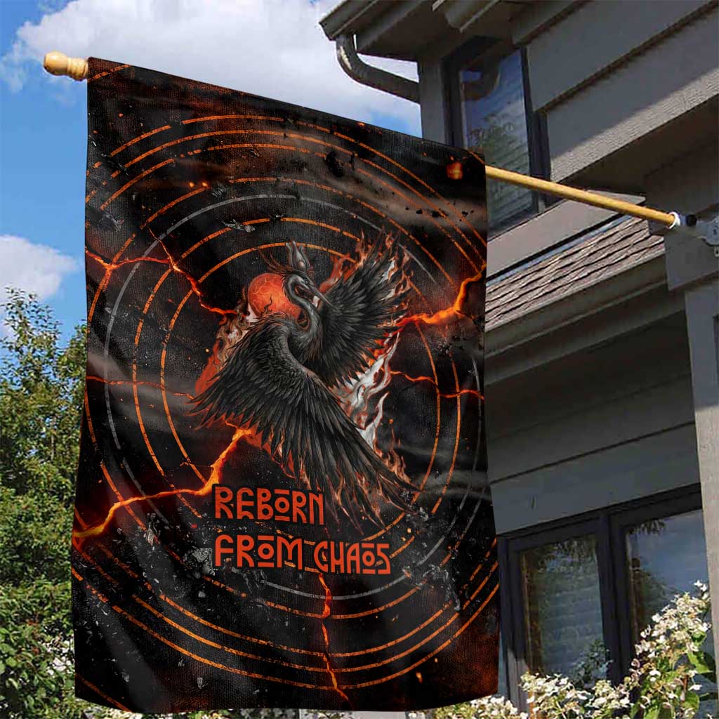 Bennu Garden Flag Ancient Egyptian Lava Crack Texture, Phoenix Firebird and Reborn from Chaos - African Pride