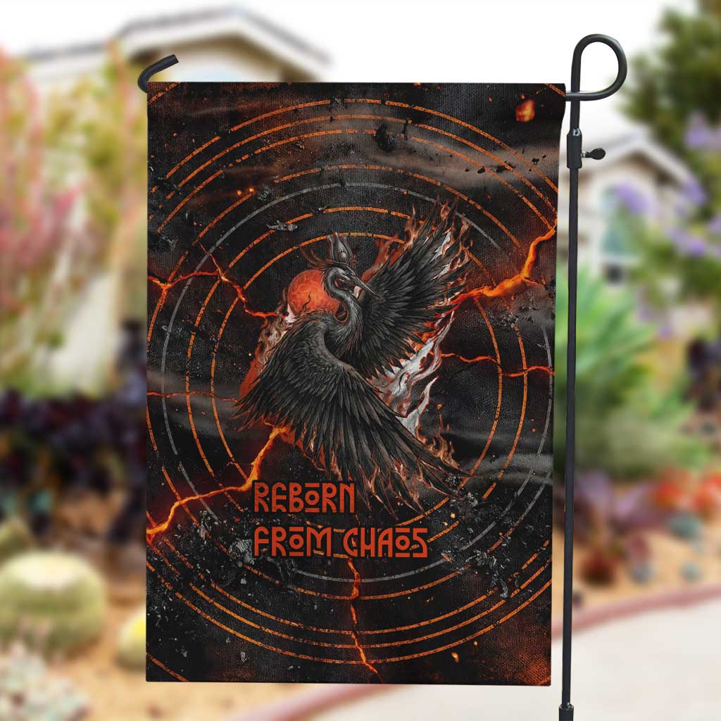 Bennu Garden Flag Ancient Egyptian Lava Crack Texture, Phoenix Firebird and Reborn from Chaos - African Pride
