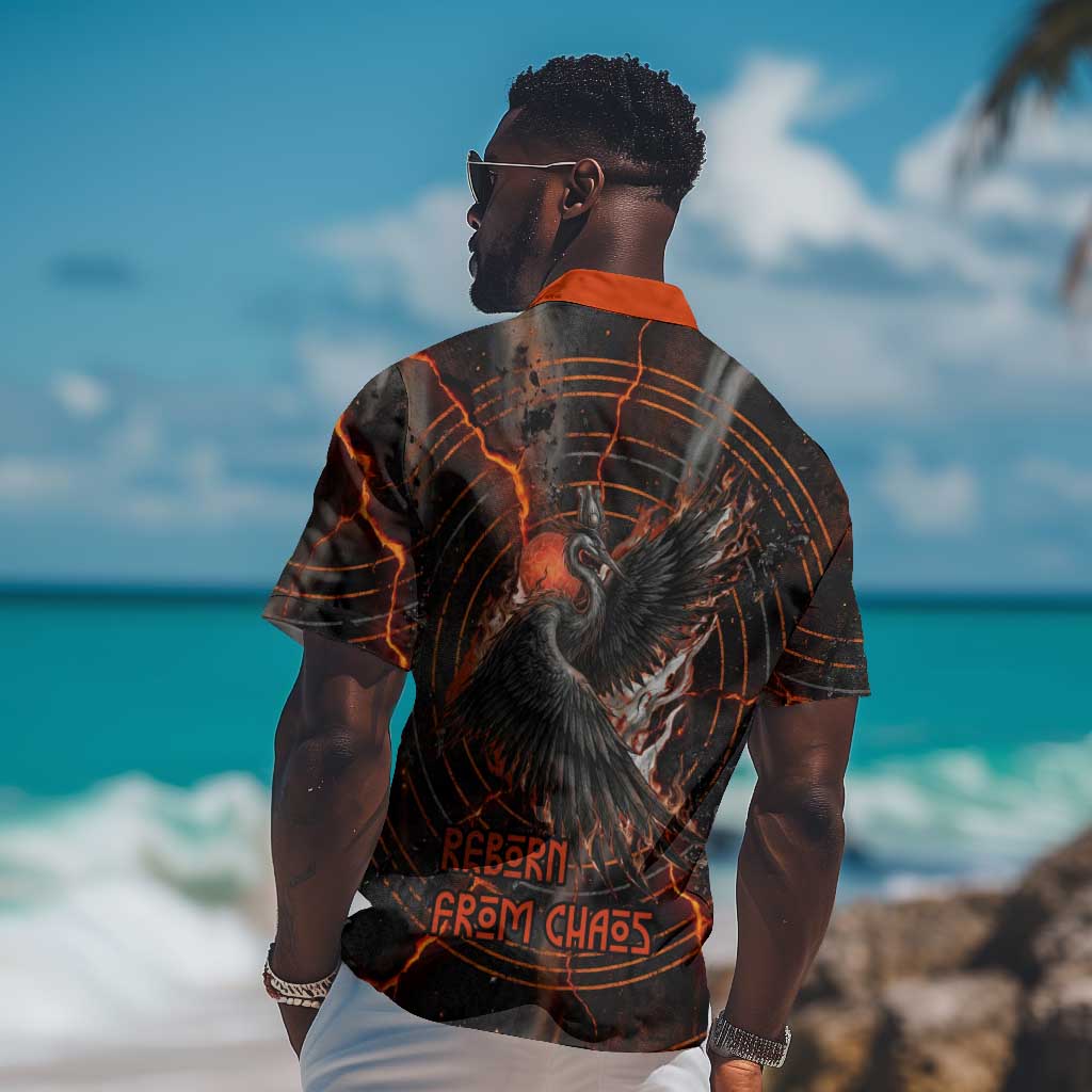 Bennu Hawaiian Shirt Ancient Egyptian Lava Crack Texture, Phoenix Firebird and Reborn from Chaos - African Pride