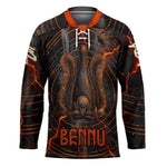 Bennu Hockey Jersey Ancient Egyptian Lava Crack Texture, Phoenix Firebird and Reborn from Chaos - African Pride