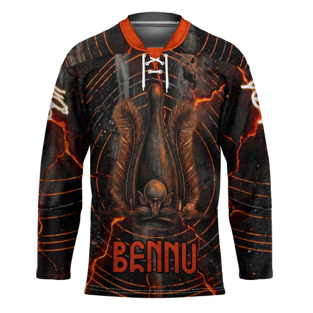 Bennu Hockey Jersey Ancient Egyptian Lava Crack Texture, Phoenix Firebird and Reborn from Chaos - African Pride
