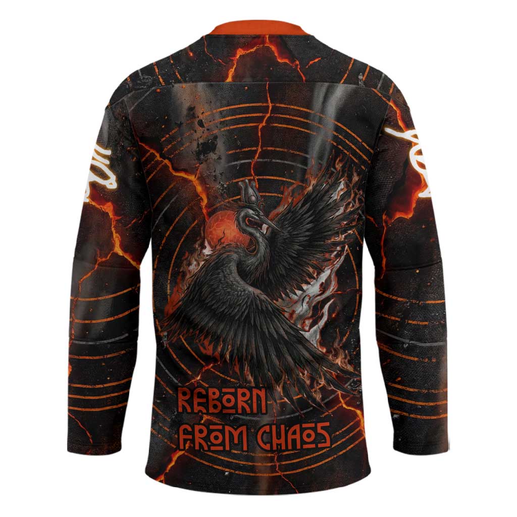 Bennu Hockey Jersey Ancient Egyptian Lava Crack Texture, Phoenix Firebird and Reborn from Chaos - African Pride