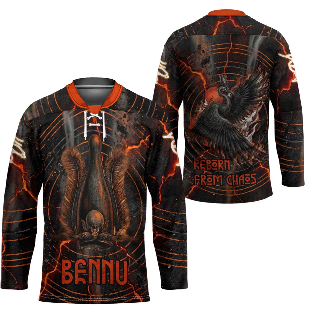 Bennu Hockey Jersey Ancient Egyptian Lava Crack Texture, Phoenix Firebird and Reborn from Chaos - African Pride