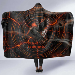 Bennu Hooded Blanket Ancient Egyptian Lava Crack Texture, Phoenix Firebird and Reborn from Chaos - African Pride