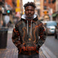 Bennu Hoodie Ancient Egyptian Lava Crack Texture, Phoenix Firebird and Reborn from Chaos - African Pride