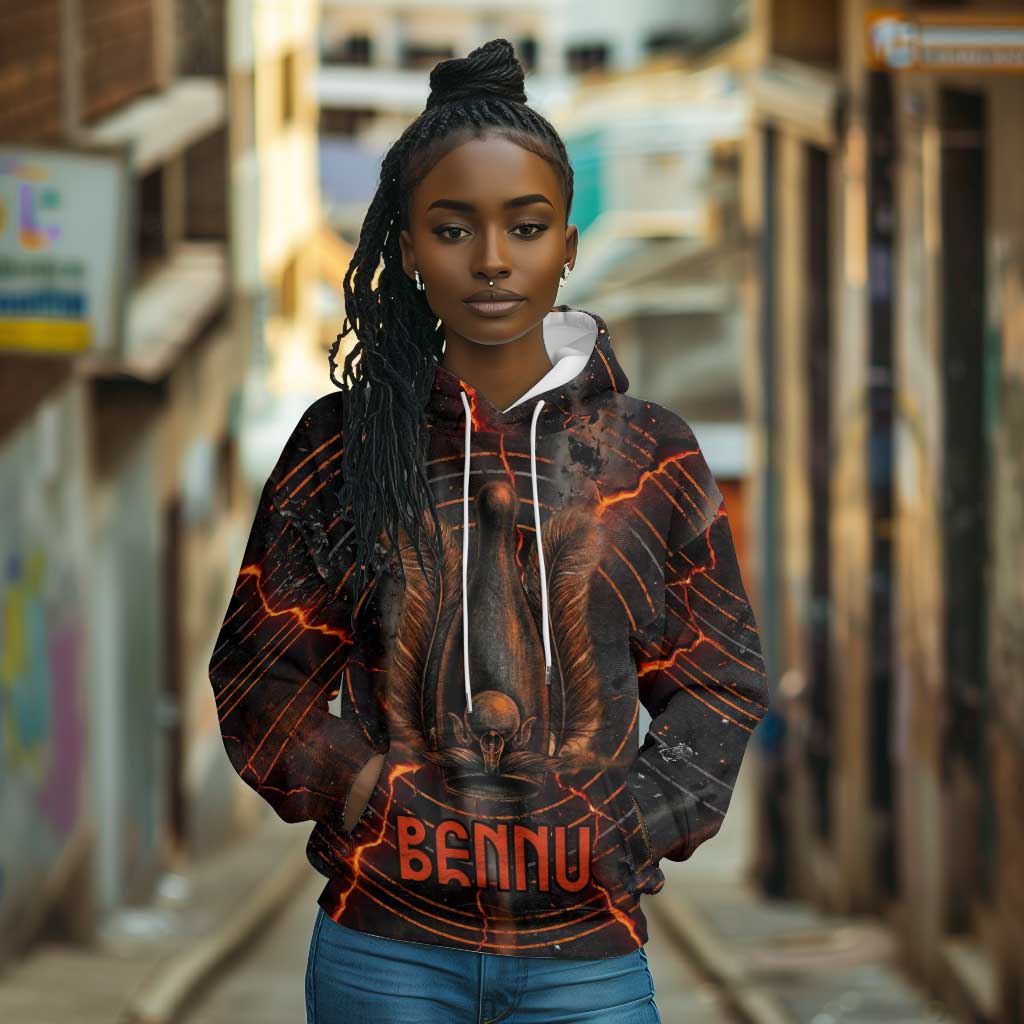 Bennu Hoodie Ancient Egyptian Lava Crack Texture, Phoenix Firebird and Reborn from Chaos - African Pride