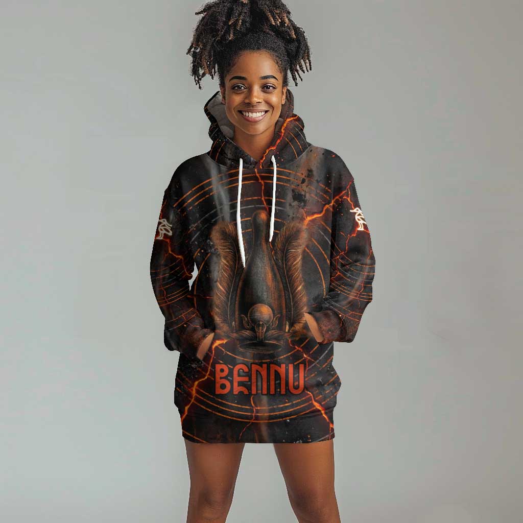 Bennu Hoodie Dress Ancient Egyptian Lava Crack Texture, Phoenix Firebird and Reborn from Chaos - African Pride