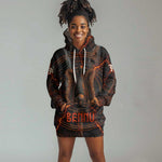 Bennu Hoodie Dress Ancient Egyptian Lava Crack Texture, Phoenix Firebird and Reborn from Chaos - African Pride
