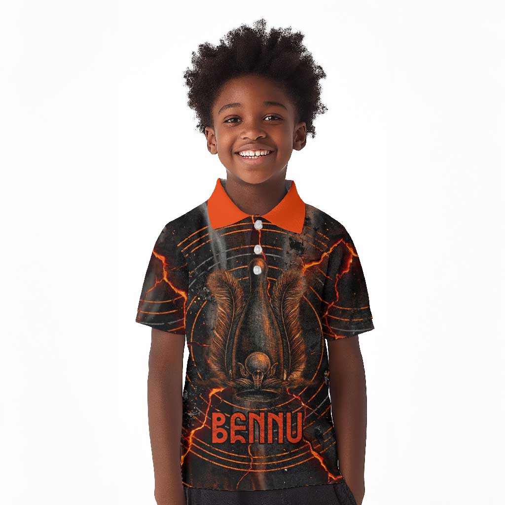 Bennu Kid Polo Shirt Ancient Egyptian Lava Crack Texture, Phoenix Firebird and Reborn from Chaos - African Pride
