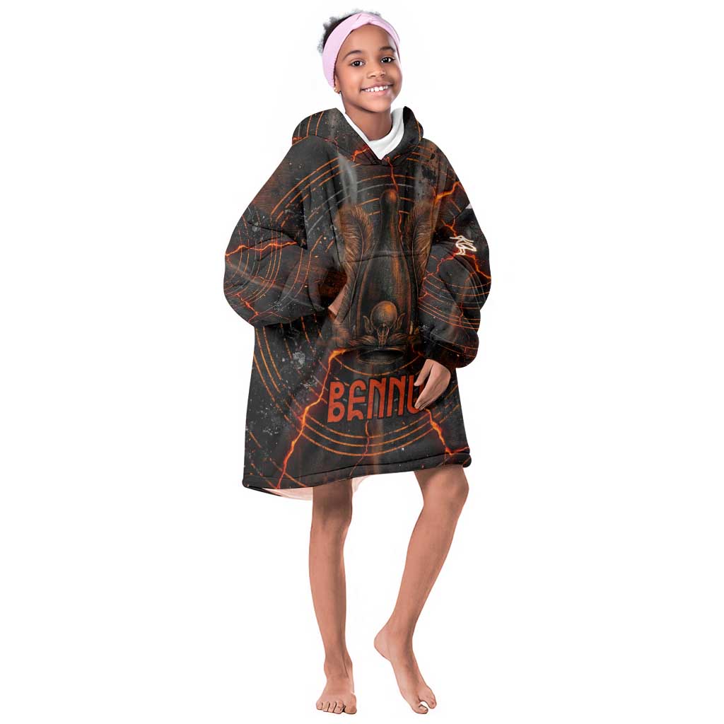 Bennu Kid Wearable Blanket Hoodie Ancient Egyptian Lava Crack Texture, Phoenix Firebird and Reborn from Chaos - African Pride