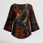Bennu Kimono Sleeve Blouse Ancient Egyptian Lava Crack Texture, Phoenix Firebird and Reborn from Chaos - African Pride